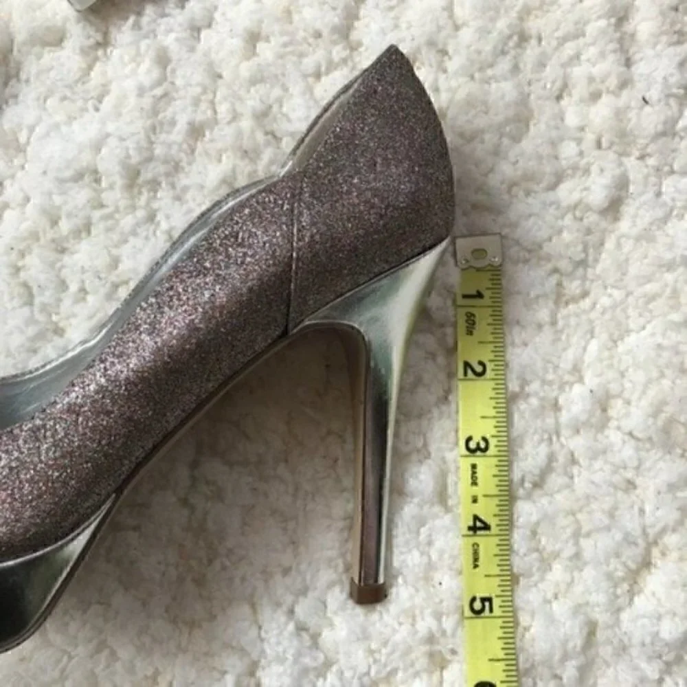 GUESS: Multicolored Rainbow Metallic Glitter Heels Platform Pumps Sz 8.5